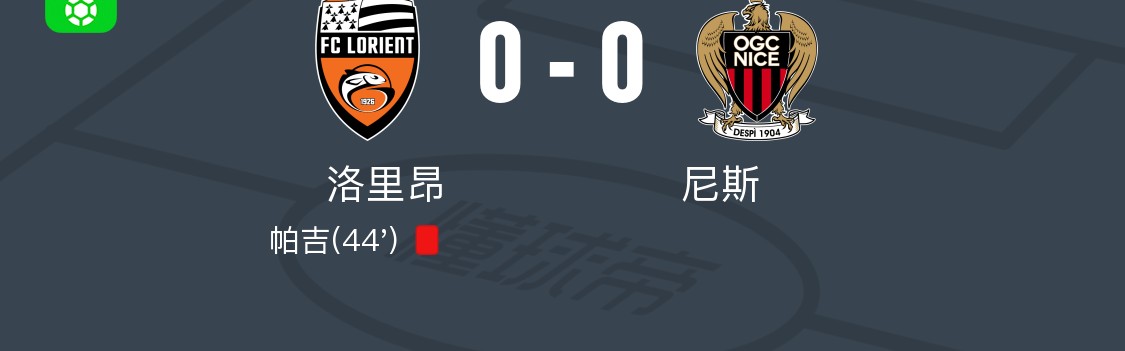 洛里昂0-0尼斯，双方握手言和