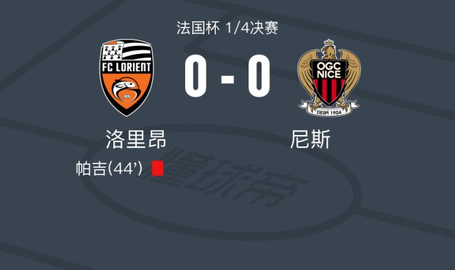 洛里昂0-0尼斯，双方握手言和
